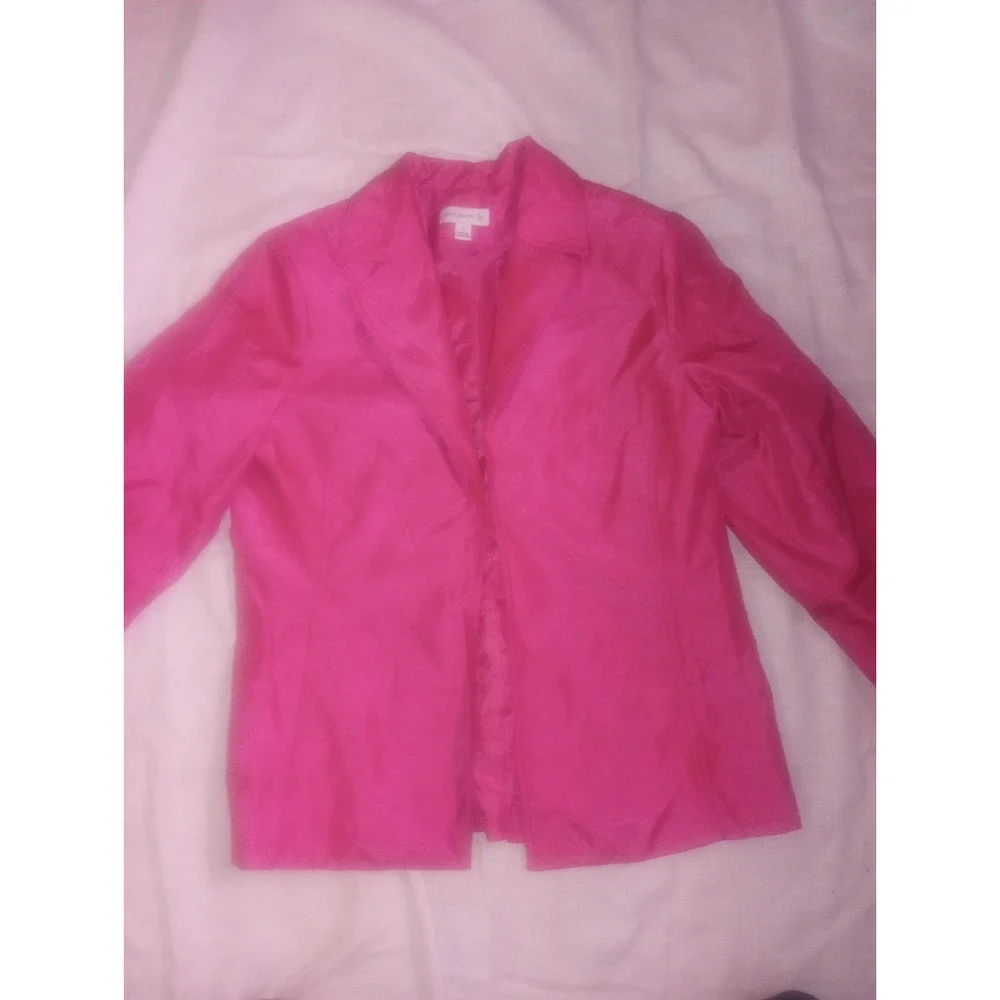 Susan Graver Hot Pink Metallic Small Blazer Clasp Close Polyester - Picture 1 of 7
